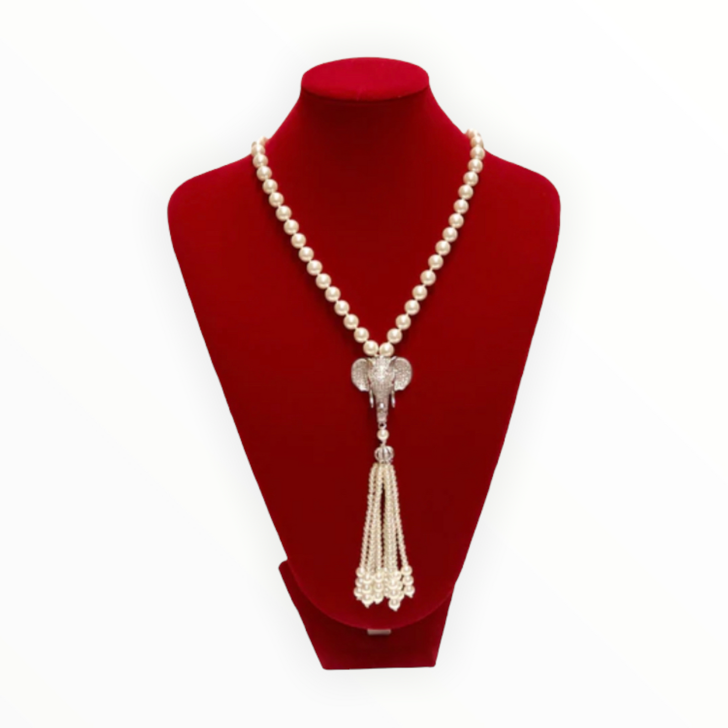 Gold and Silver Elephant Necklace -Strength Graced in Pearls - Changing Room Boutique