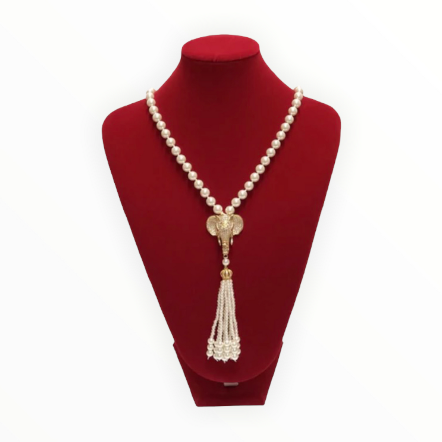 Gold and Silver Elephant Necklace -Strength Graced in Pearls - Changing Room Boutique