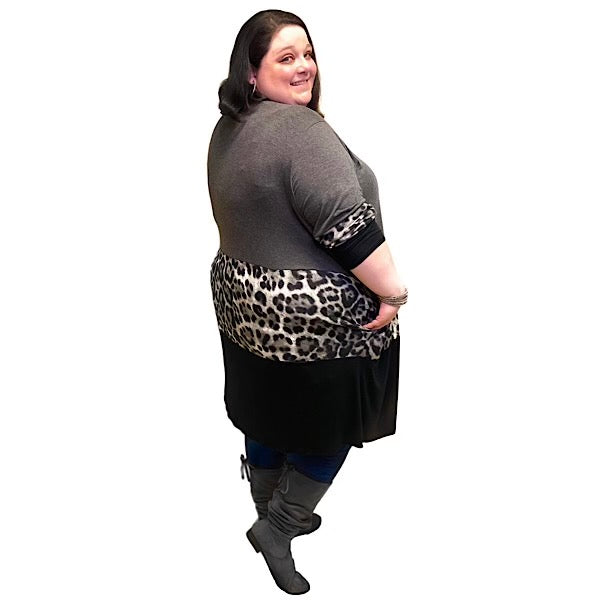 "Courtney" Leopard Print Curvy Plus Cardigan with Pockets - Changing Room Boutique