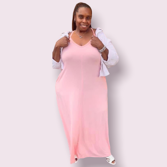 Curvy Pink Cotton Candy Maxi Dress - Changing Room Boutique