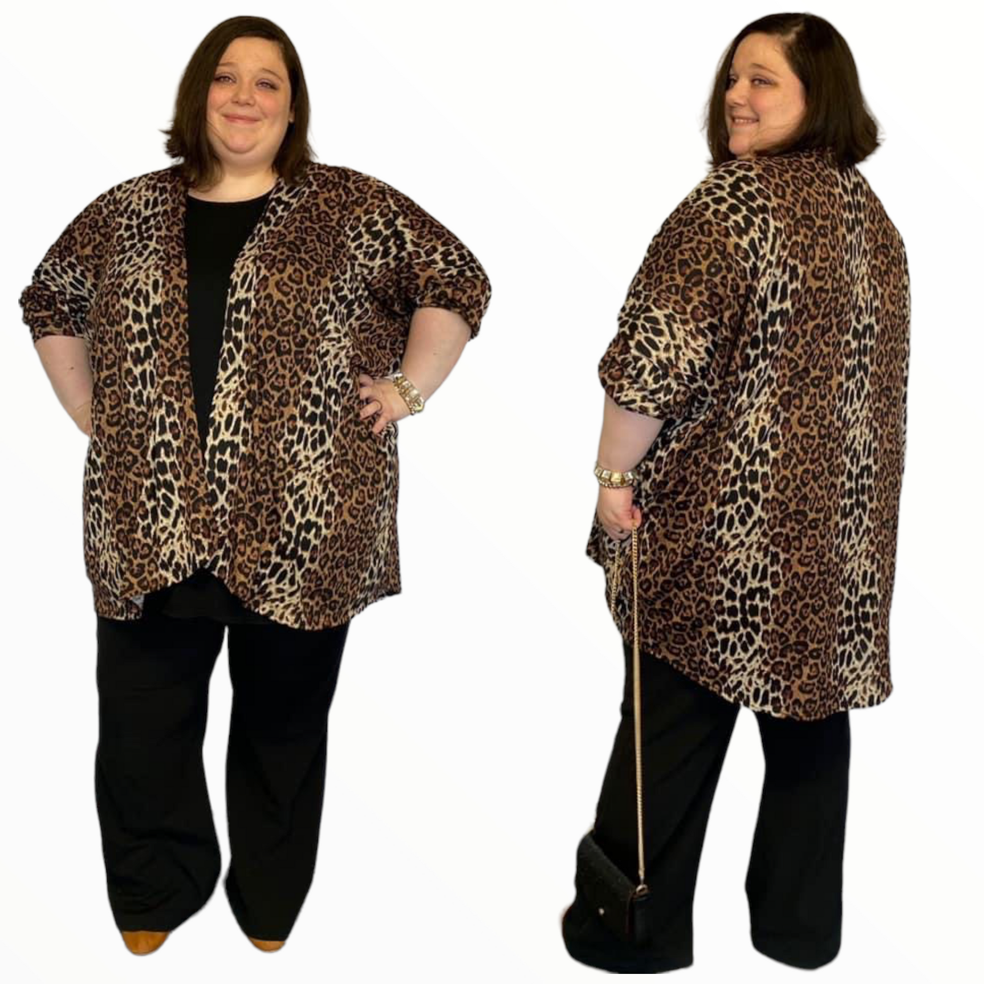 Curvy Plus Brown Leopard Cardigan - Changing Room Boutique