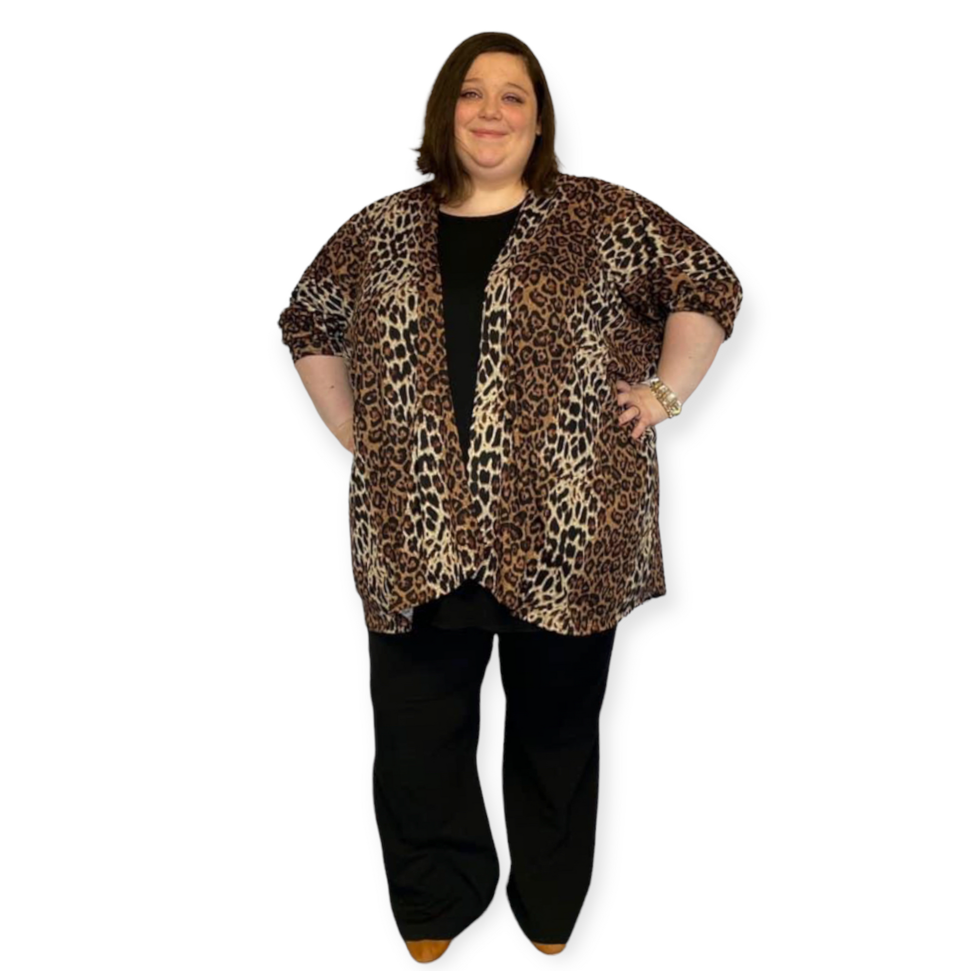 Curvy Plus Brown Leopard Cardigan - Changing Room Boutique